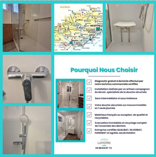 Douche et salle de bain sécurisée pour sénior et PMR