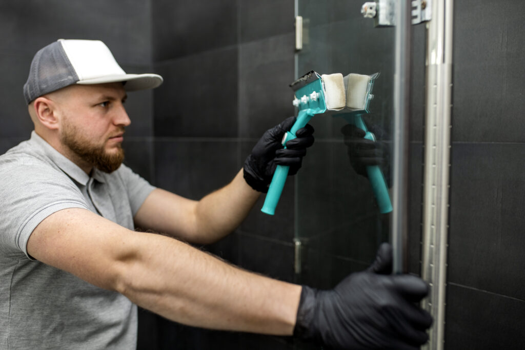 man doing professional home cleaning service